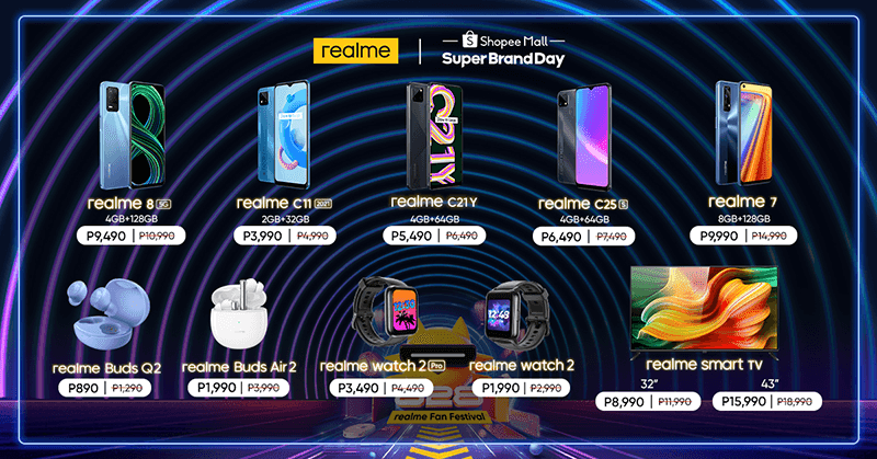 List of items included in realme's Shopee Super Brand Day Sale