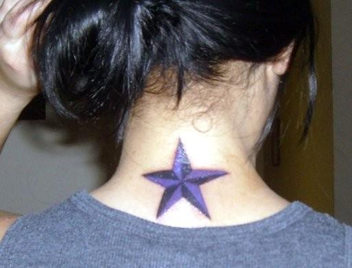 CHEST TATTOOS for girls chest star tattoos. Behind the ear & back of neck.