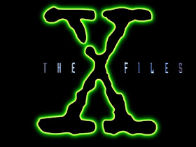 The X Files Logo - Fluorescent Green Evocative of Alien Things Highlights a Large Virus-Edged Black "X" Centered Between The Smaller-Font Metallic Looking Words "The - Files"