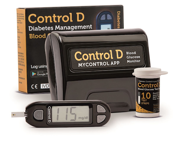 Control D Blood Glucose Monitor (Pack of 10 Strips, Black)