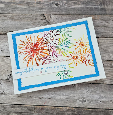 Light the sky watercolour stamping celebrations card