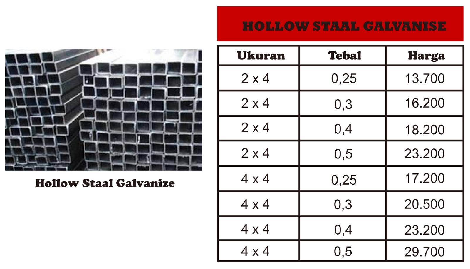 Jual Hollow Staal Menie Galvanise