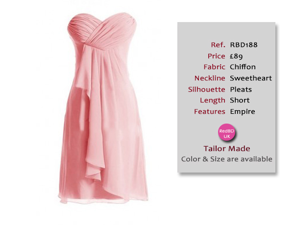 Chiffon Strapless Sweetheart Empire Style Short Bridesmaid Dress