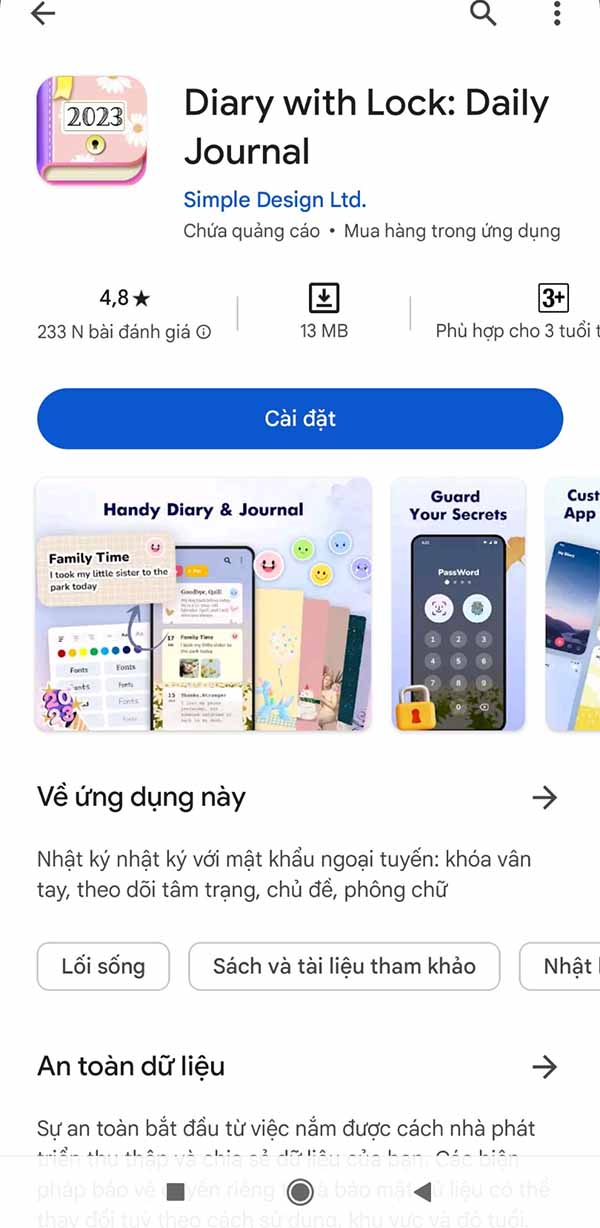 Diary with Lock: Daily Journal - App viết nhật ký, tâm sự riêng tư với khóa an toàn b1