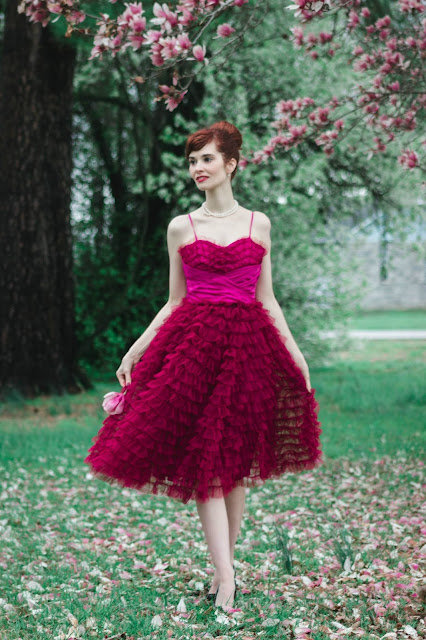 Berry Ruffle Cupcake Dress from Unique Vintage