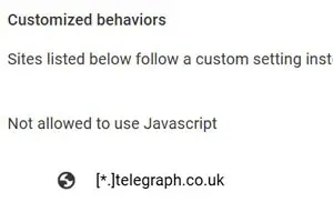 Customize Disable Chrome JavaScript