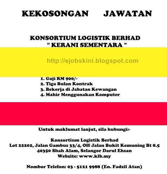 Jawatan Kosong Konsortium Logistik Berhad (KLB)