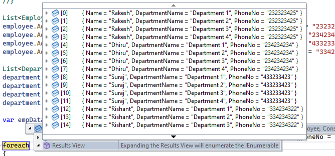 Cross join example in linq