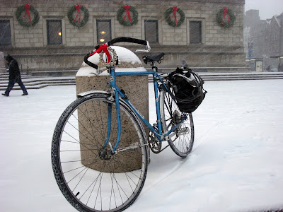 Bicycle Bike Holidays Snow Boston Library greetings