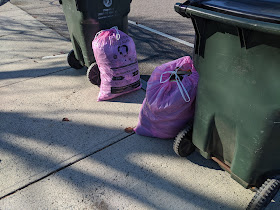 Don't put the pink bags out when you put out your trash/recycling