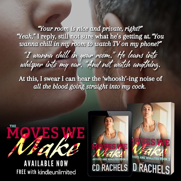 “Your room is nice and private, right?”     “Yeah,” I reply, still not sure what he’s getting at. “You wanna chill in my room to watch TV on my phone?”     “I wanna chill in your room.” He leans into whisper into my ear, “And not watch anything.”     At this, I swear I can hear the whooshing noise of all the blood going straight into my cock.