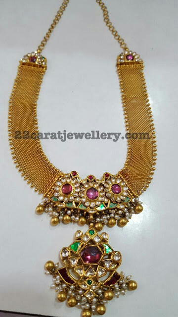 Broad Necklace with Kundan Locket