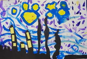 Talking Walls art with kids: Starry Night for 2nd grade