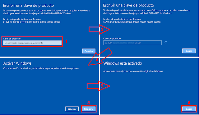 Asistente para cambiar la clave del producto de Windows 10.