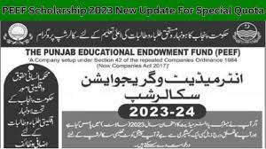 PEEF Scholarships 2023-24 for Deserving Students of Inter and Graduation