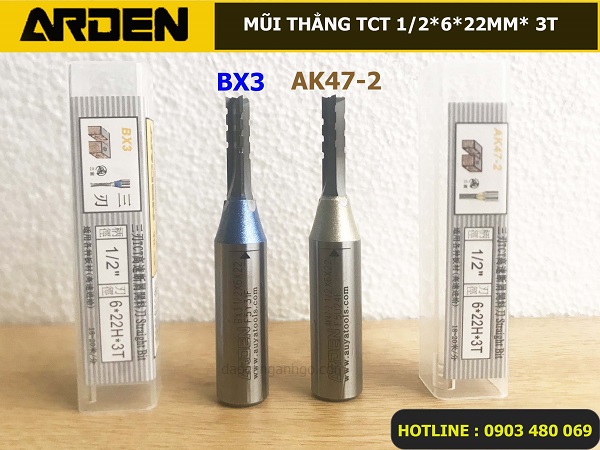 Mũi Router thẳng ARDEN 1/2*6*22mm BX3 và AK47-2