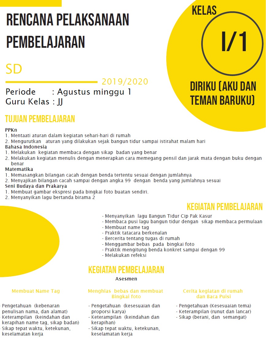 Contoh Rpp Daring Sd Mi Kelas 1 Masa Pandemi Covid 19 Datadikdasmen Com