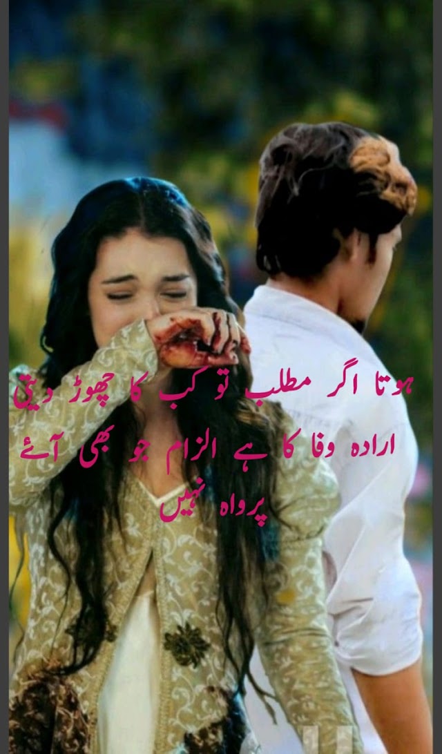 ہوتا  اگر  مطلب  تو  کب  کا  چھوڑ  دیتی   ارادہ  وفا  کا  ہے  الزام  جو  بھی  آۓ  پرواہ  نہیں