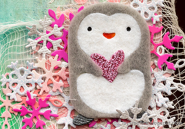 Layers of ink - Pink Penguin Tag Tutorial by Anna-Karin Evaldsson. SSS Picture Book Hugging Penguin.