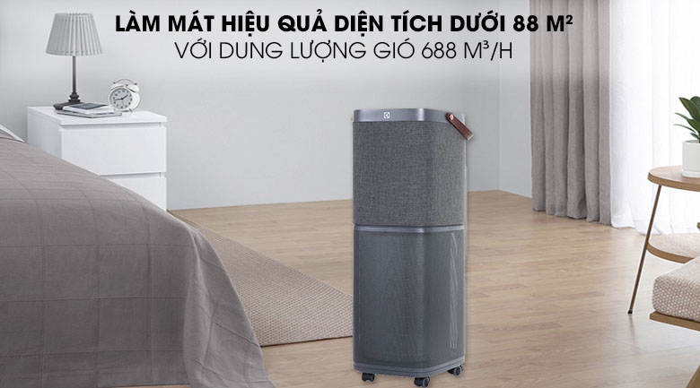 Dung lượng gió thổi ra 688 m³/h làm mát diện tích dưới 88 m² - Máy lọc không khí Electrolux PA91-606DG