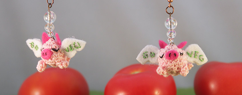 These Amigurumi Earrings are with the purpose of showing support for a meat free lifestyle.