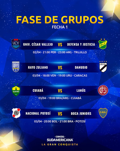 Fixture Fecha 1 Fase de Grupos Copa Sudamericana 2024