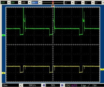 ミニクーパーの電子式タコメーター針振れ対策波形をオシロスコープで計測