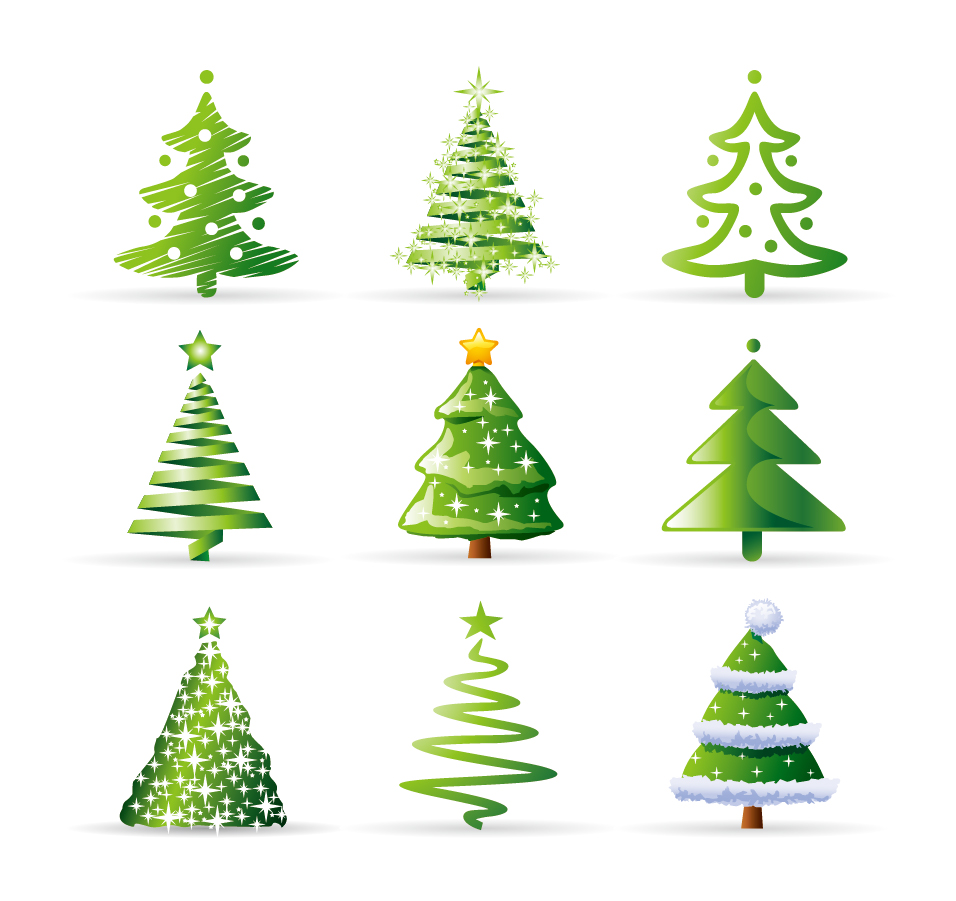 Ai Eps イラストレーター お洒落なクリスマス ツリーのイラスト Variety Of Cartoon Christmas Tree イラスト素材