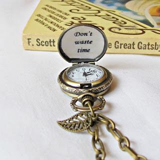 two cheeky monkeys pocketwatch necklace don't waste time quote leaf charm