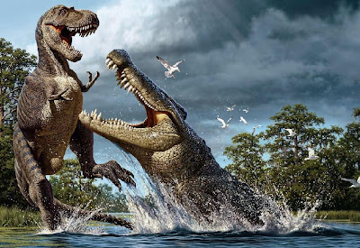 8 Binatang Terbesar Sepanjang Sejarah deinosuchus and albertosaurus 8 Binatang Terbesar Sepanjang Sejarah