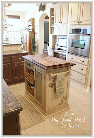 French Farmhouse Kitchen- Annie Sloan Chalk Painted Cabinets- Old Ochre- DIY Kitchen Island- French Country Kitchen