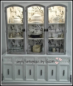 Kitchen Hutch - painted and wallpapered