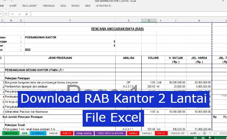 Download RAB Kantor 2 Lantai File Excel