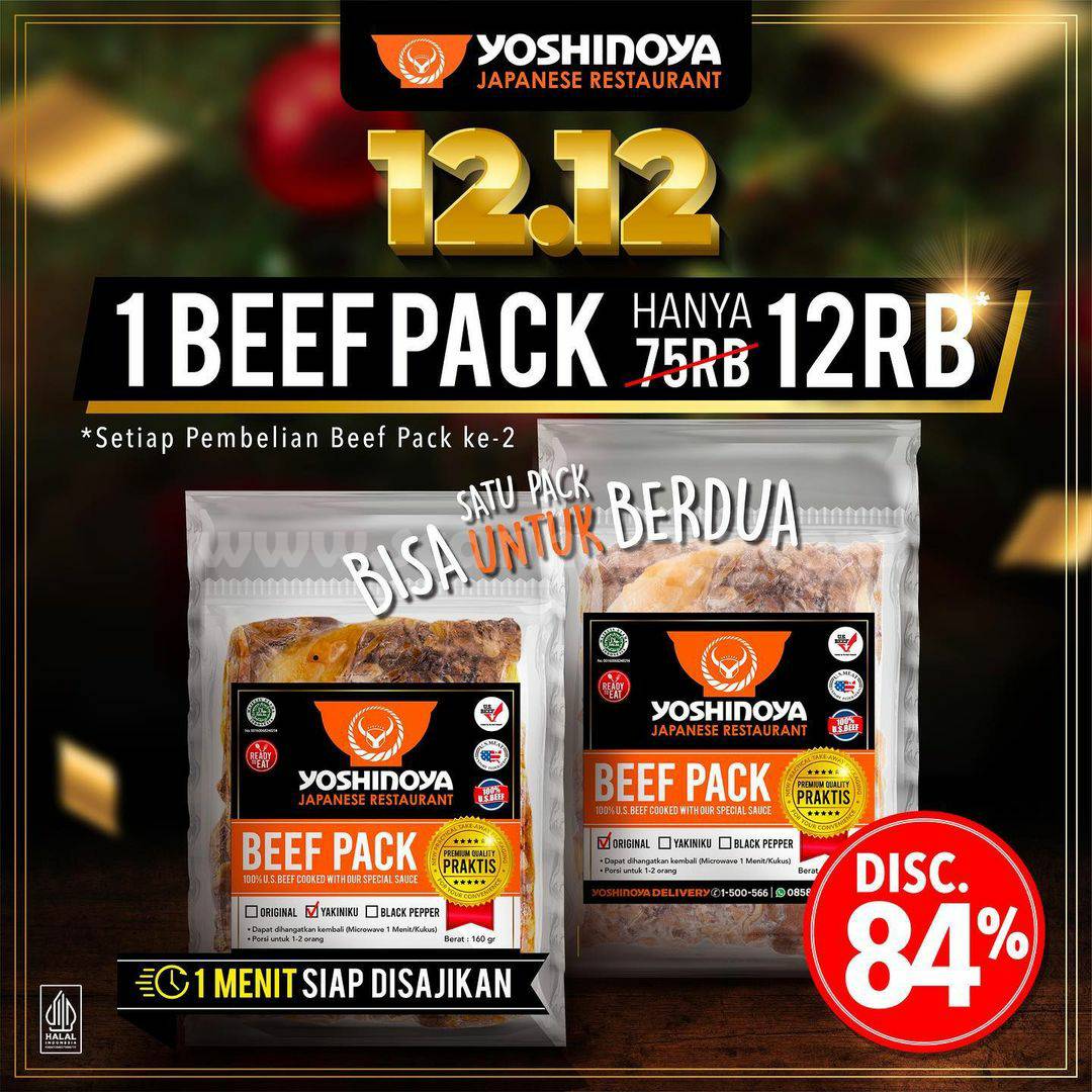 YOSHINOYA Promo 12.12 – Harga Spesial Beef Pack Cuma 12RB*