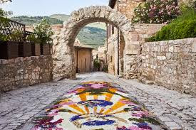 Infiorate festival flowers in the streets of Spello, Umbria, Italy