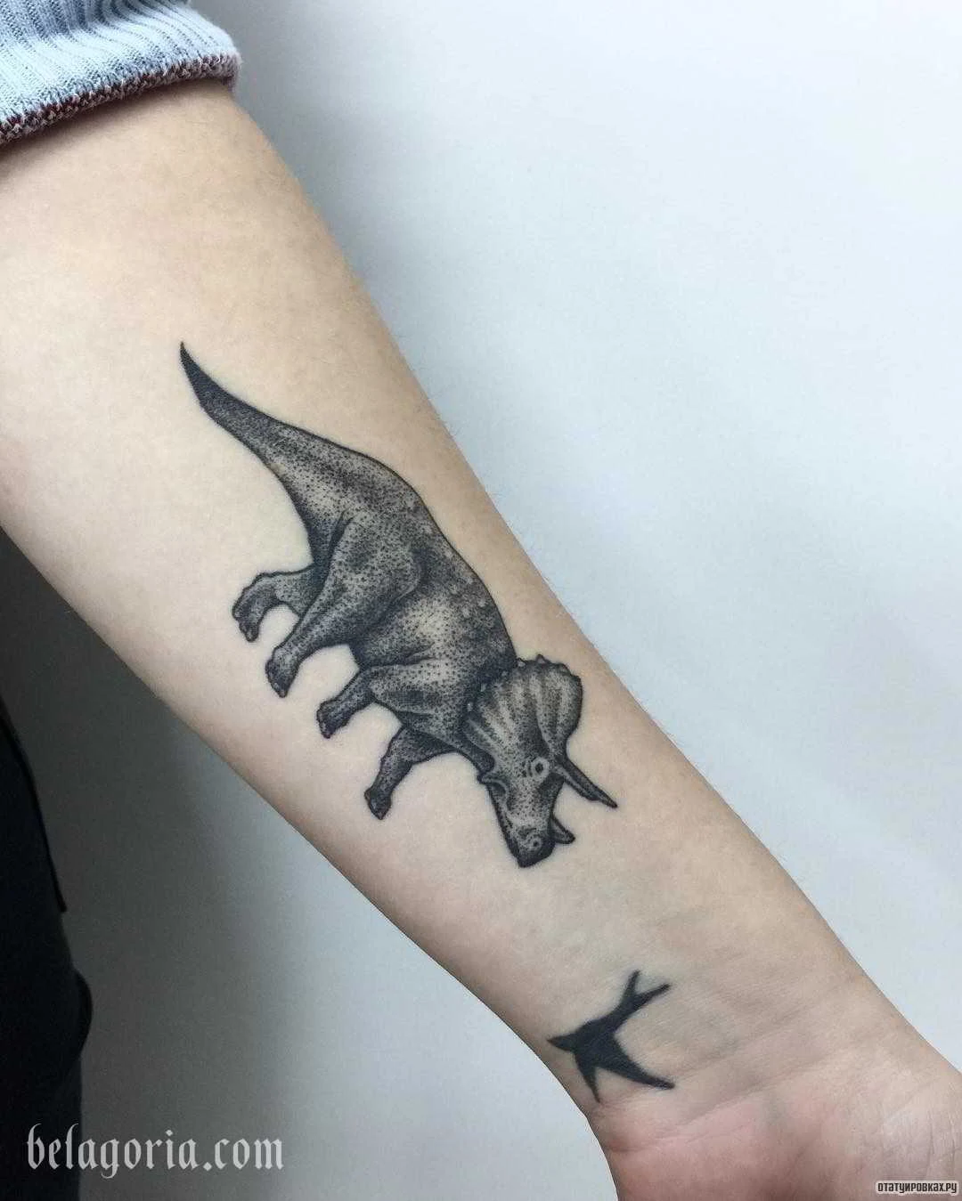 Tatuaje de dinosaurio femenino