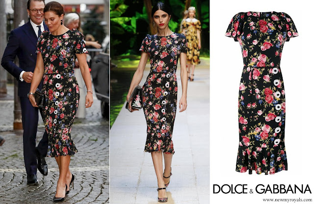 Crown Princess Victoria wore Dolce & Gabbana Floral Print Silk Blend Dress