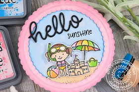 Sunny Studio Stamps: Beach Babies Hello Word Die Fancy Frames Sunshine Circle Card by Juliana Michaels