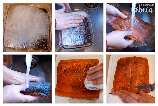 Receta de gravlax o salmón marinado: limpieza y loncheado