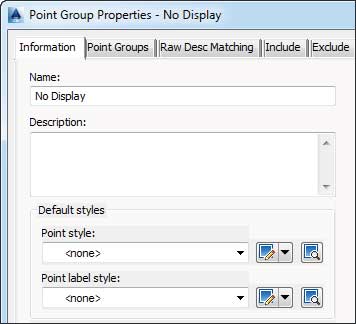 Most drawings should contain a No Display point group with styles set to <none>