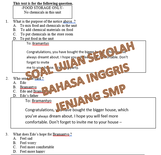 Soal Dan Kunci Jawaban Bahasa Inggris Kelas 7 8 9 Smp Kherysuryawan Id