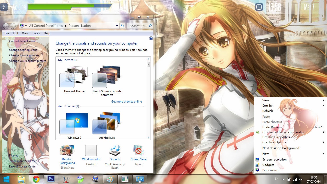 [Theme Win 7] Yuuki Asuna - Sword Art Online By Bashkara Image 5 - Suck-Style