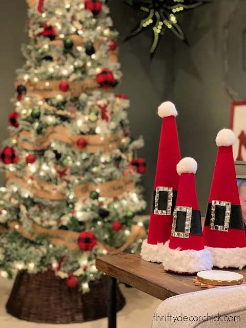 Three Santa hat craft cones