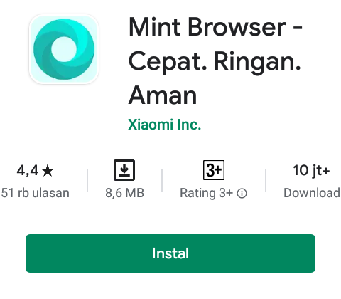 Aplikasi Mint Browser, Mint Browser Buatan Xiaomi