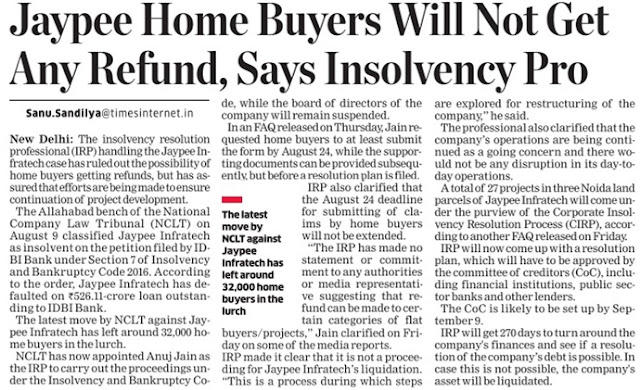 law of the contract, the General Law of the land or Consumer Protection Act and now RERA the Real Estate (Regulation and Development) Act 2016.