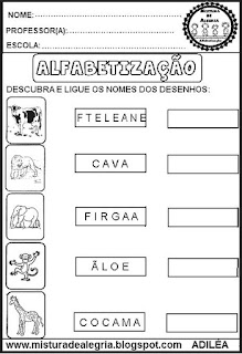 atividades de alfabetização, formação de palavras