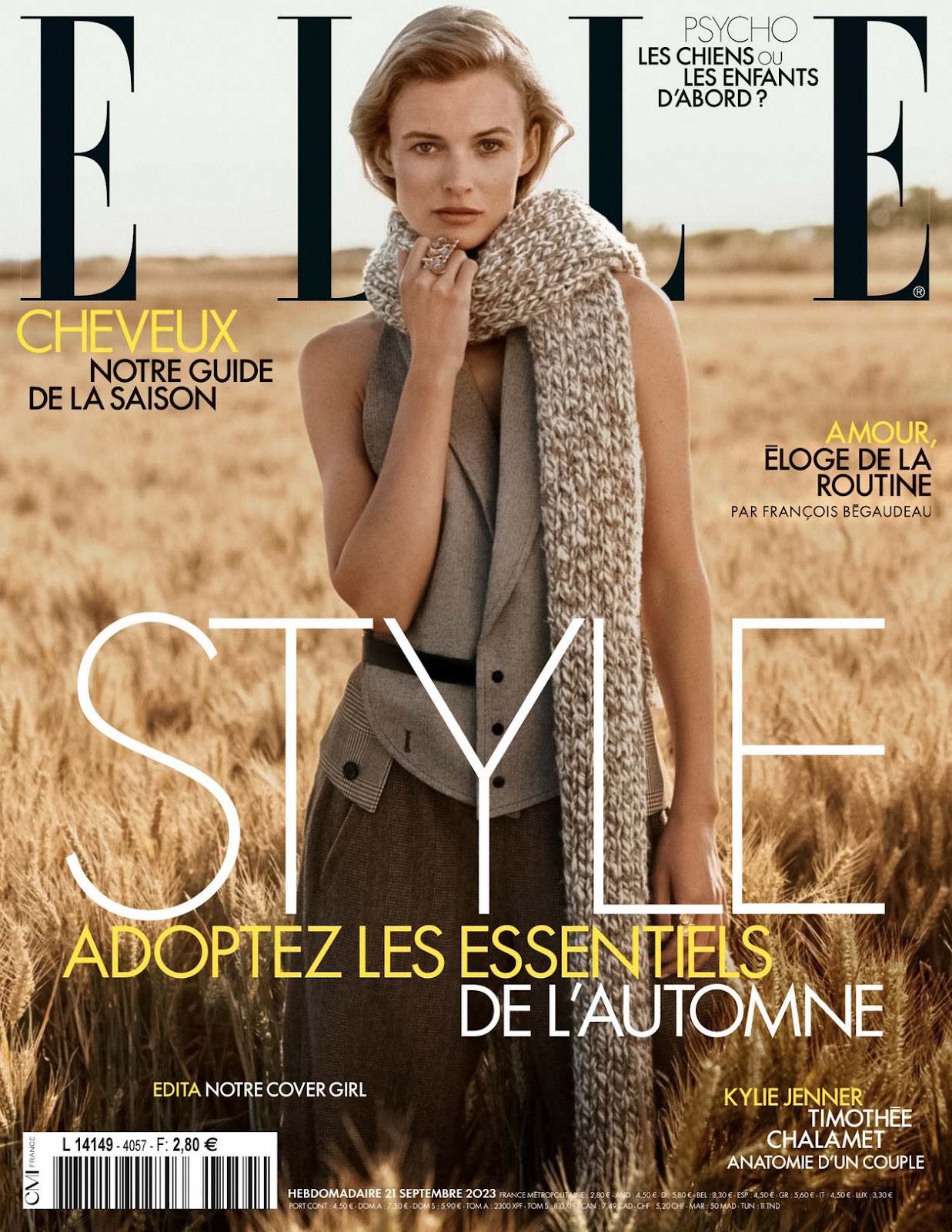 Edita Vilkeviciute in Elle France 21st September 2023 by Ben Weller