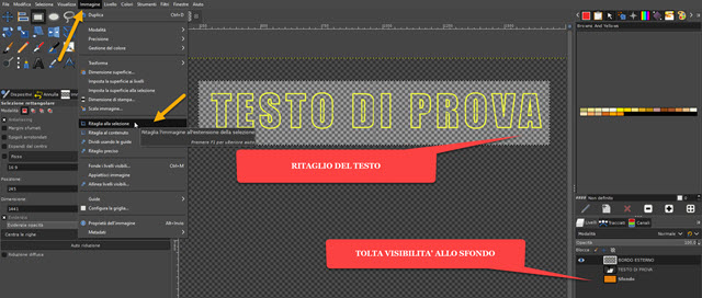 ritaglio del testo con sfondo trasparente