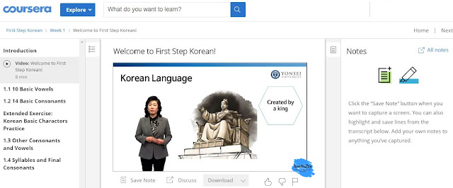 เรียนภาษาเกาหลีเบื้องต้นแบบออนไลน์กันเถอะ ฟรี!  First Step Korean by Yonsei University - Coursera