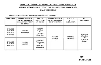 11th & 12th Paper Valuation Camp Schedule
